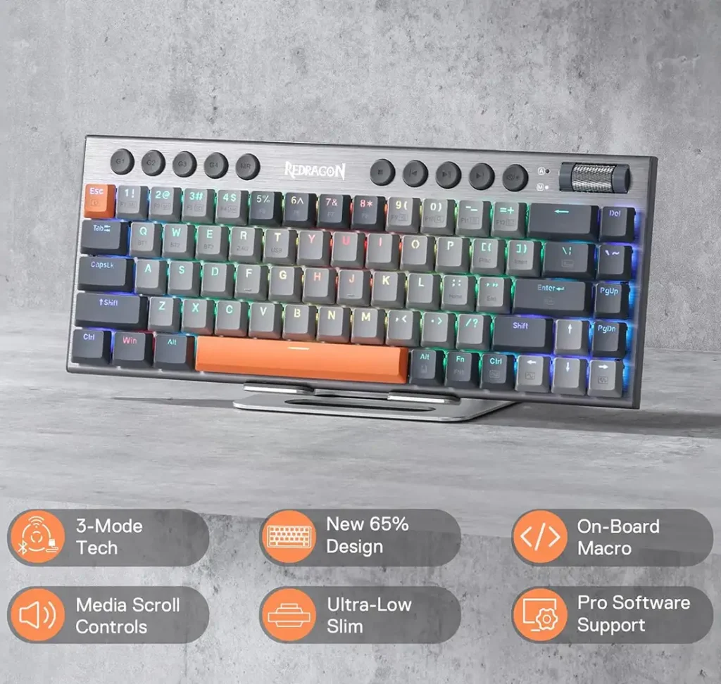 کیبورد بی سیم مکانیکال گیمینگ ردراگون HORUS K609 GG Pro
