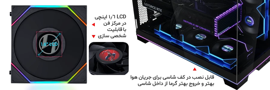 فن کیس لیان لی UNI FAN TL LCD Reverse Black بسته 3 عددی