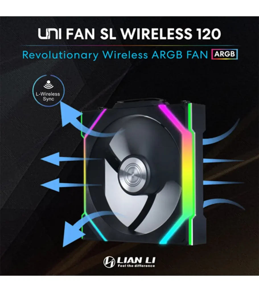 فن کیس لیان لی UNI FAN SL Wireless Black بسته 3 عددی