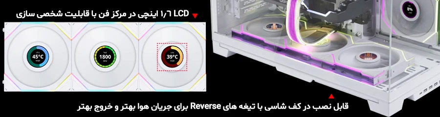 فن کیس لیان لی UNI FAN TL LCD Reverse White بسته 3 عددی