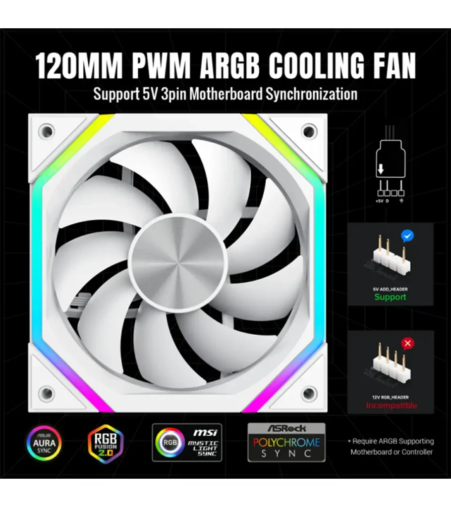 فن کیس گیم مکس FN12A-N2 White