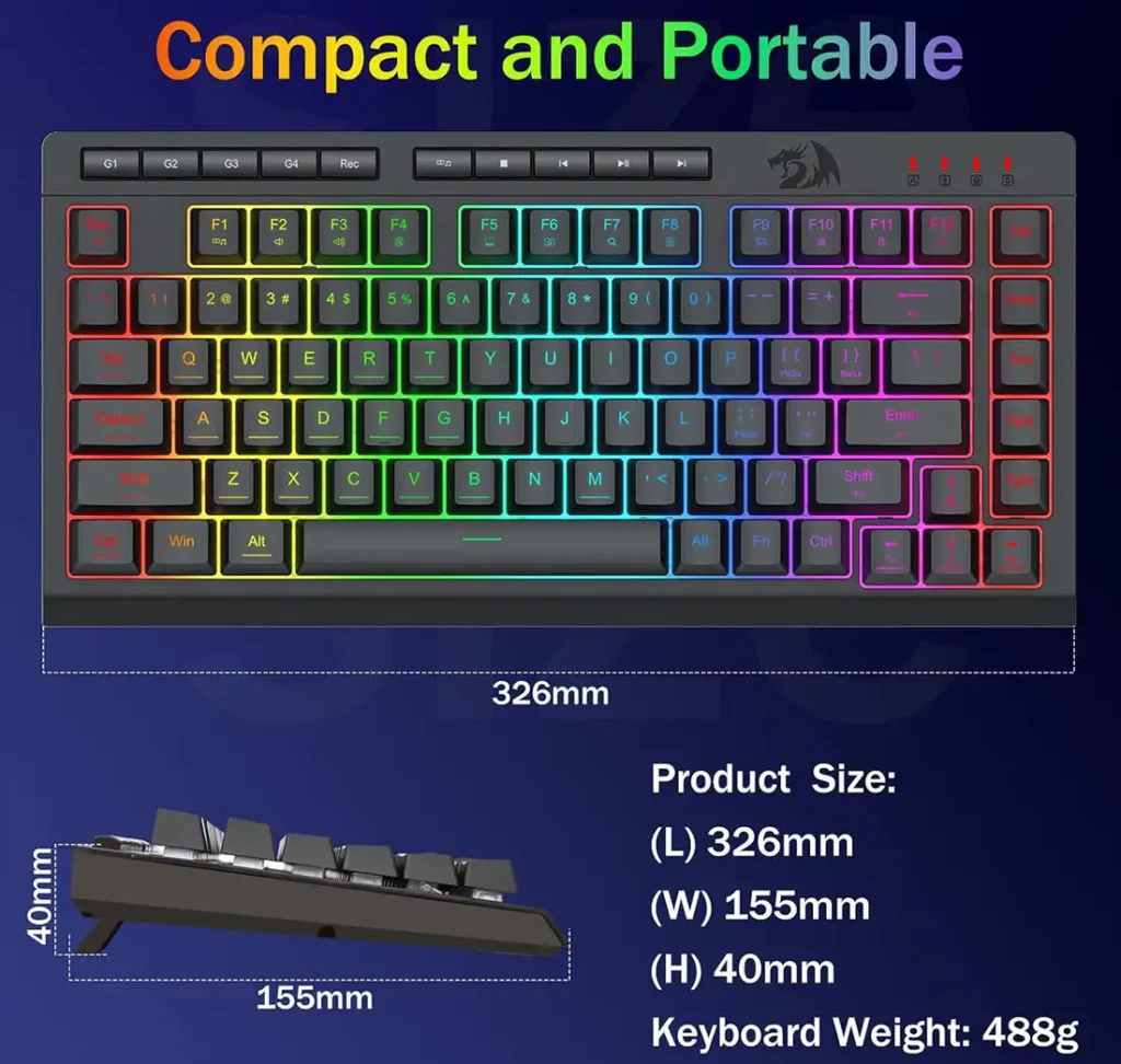 کیبورد مکانیکال گیمینگ ردراگون CRESCENT K524 RGB