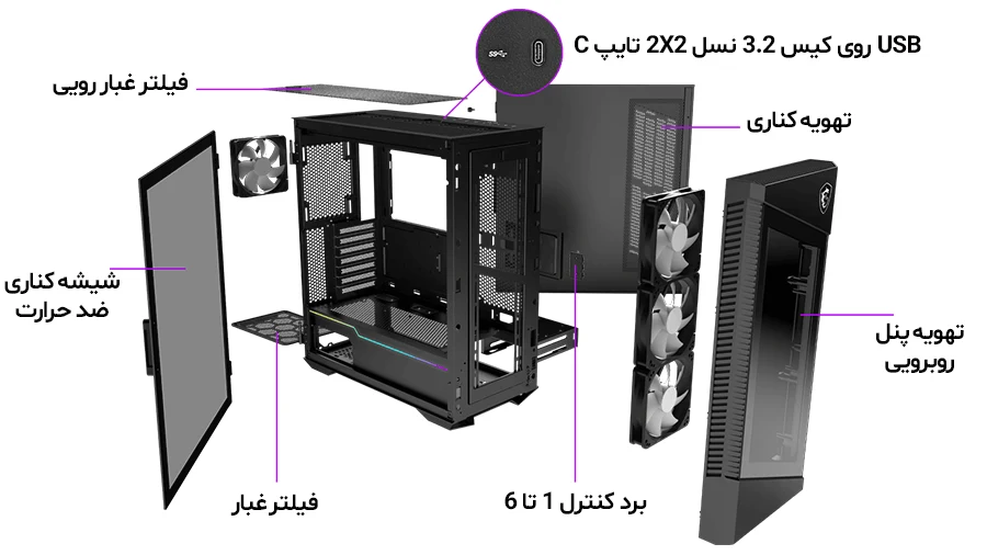 کیس گیمینگ ام اس آی MPG VELOX 100R Black