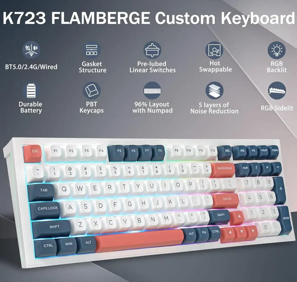 کیبورد بی سیم مکانیکال گیمینگ ردراگون K723 WBR PRO