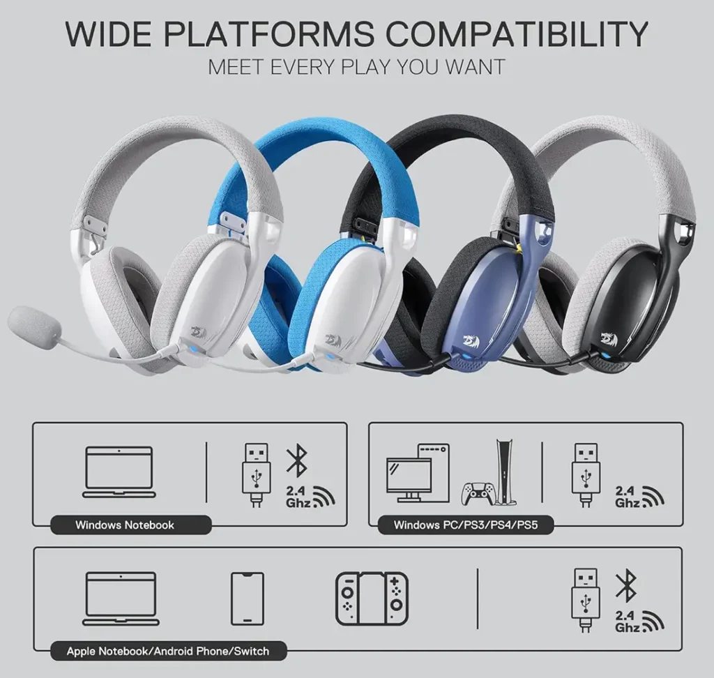 هدست بی سیم گیمینگ ردراگون Skuld H878 White