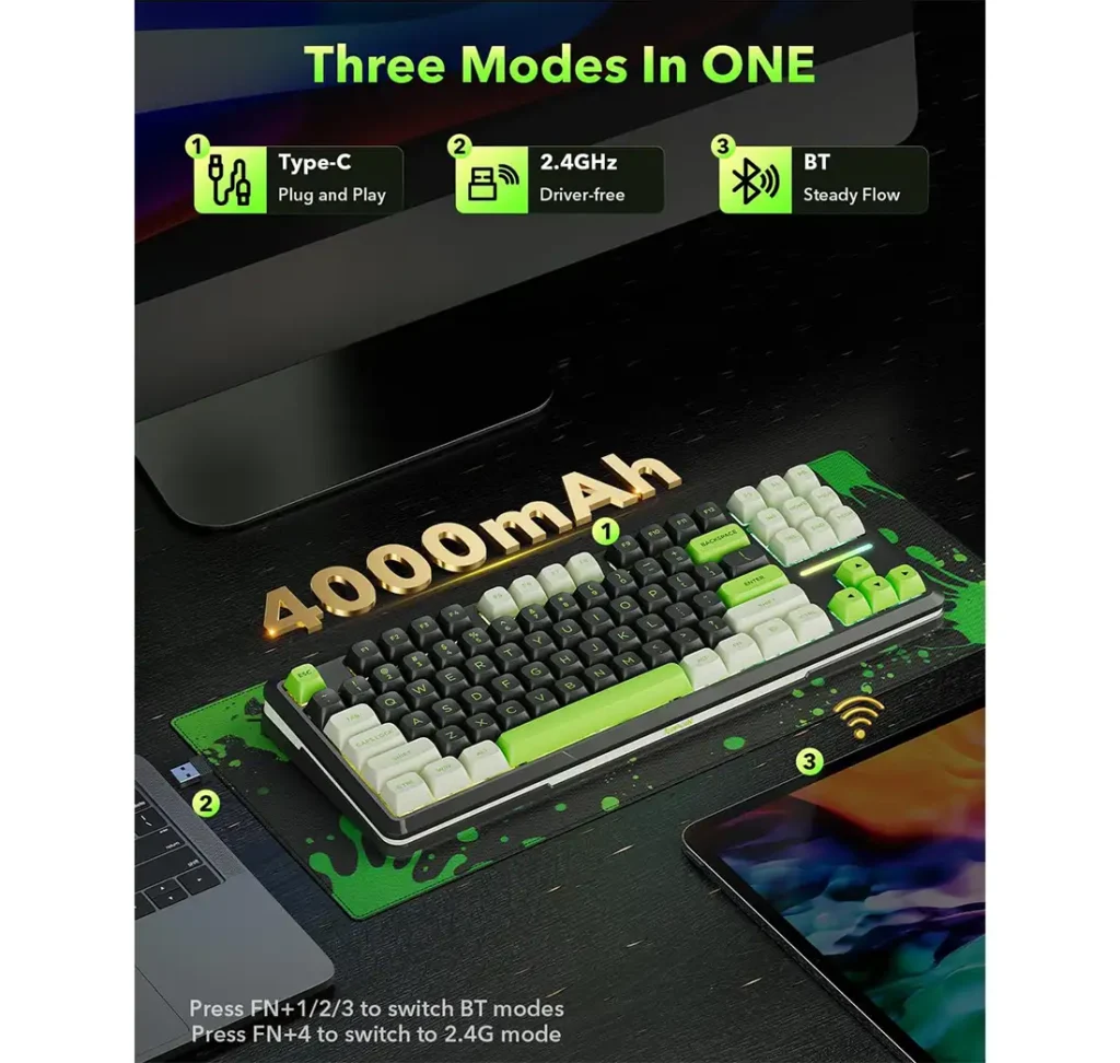 کیبورد بی سیم مکانیکال گیمینگ ردراگون WILDSLASH K734 BWG PRO