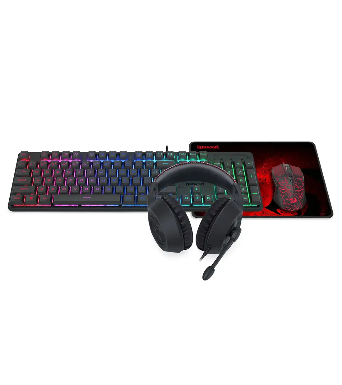 باندل گیمینگ هدست و کیبورد و موس و موس پد ردراگون Essentials S107P-BA