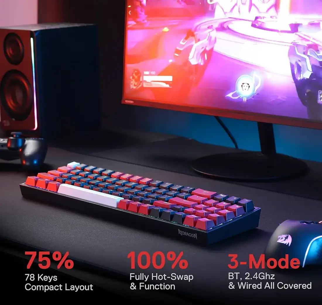 کیبورد بی سیم مکانیکال گیمینگ ردراگون Pollux K628 Pro RGB