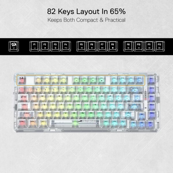 کیبورد بی سیم مکانیکال گیمینگ ردراگون ELF PRO K649-CT RGB - Image 5