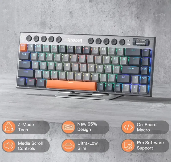 کیبورد بی سیم مکانیکال گیمینگ ردراگون HORUS K609 GG Pro