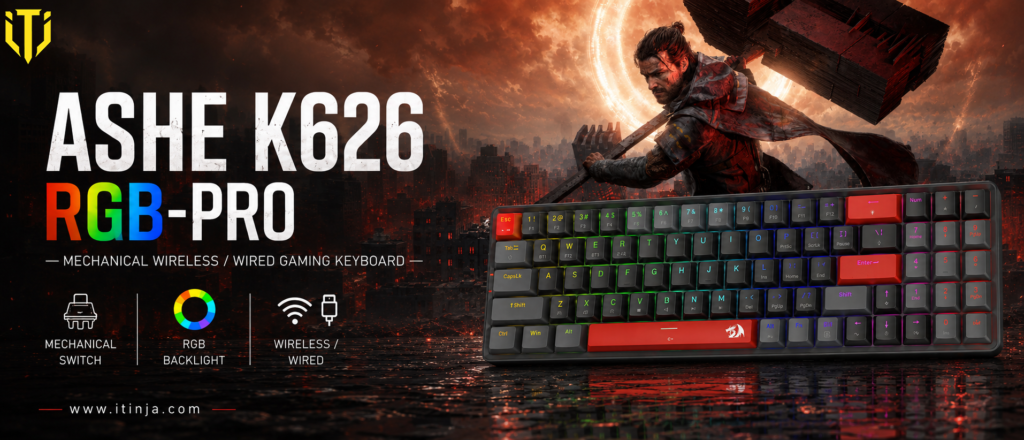 کیبورد بی سیم/باسیم مکانیکال گیمینگ ردراگون ASHE K626 RGB-PRO