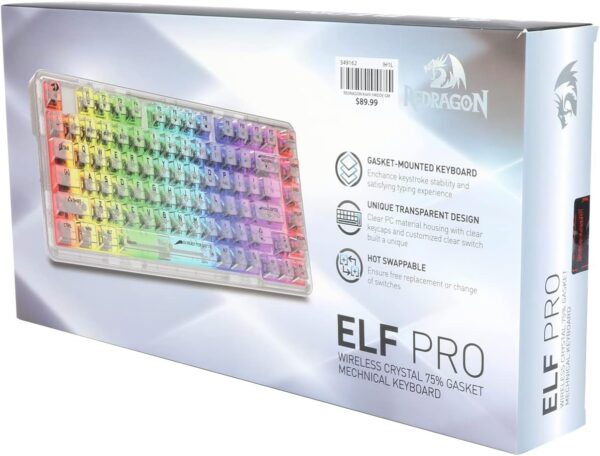 کیبورد بی سیم مکانیکال گیمینگ ردراگون ELF PRO K649-CT RGB - Image 3