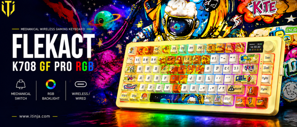 کیبورد بی سیم گیمینگ ردراگون FLEKACT K708 GF PRO RGB