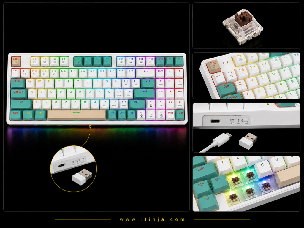 کیبورد بی سیم/باسیم مکانیکال گیمینگ ردراگون K643 WGC RGB PRO