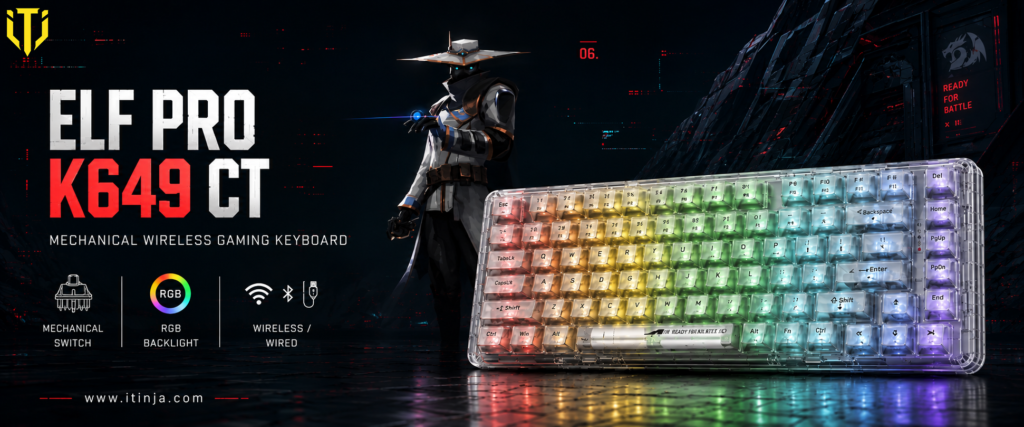 کیبورد بی سیم مکانیکال گیمینگ ردراگون ELF PRO K649-CT RGB