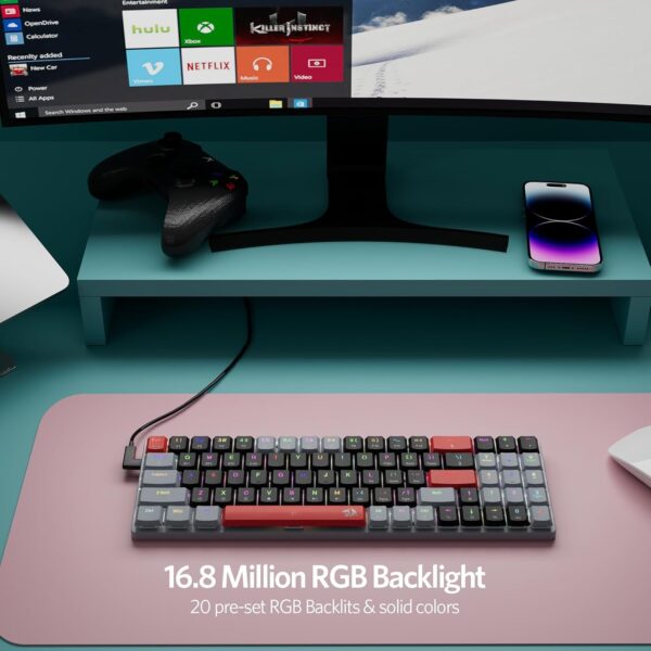 کیبورد بی سیم/باسیم مکانیکال گیمینگ ردراگون ASHE K626 RGB-PRO - Image 4