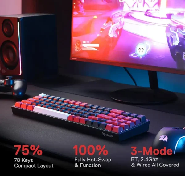 کیبورد بی سیم مکانیکال گیمینگ ردراگون Pollux K628 Pro RGB - Image 6