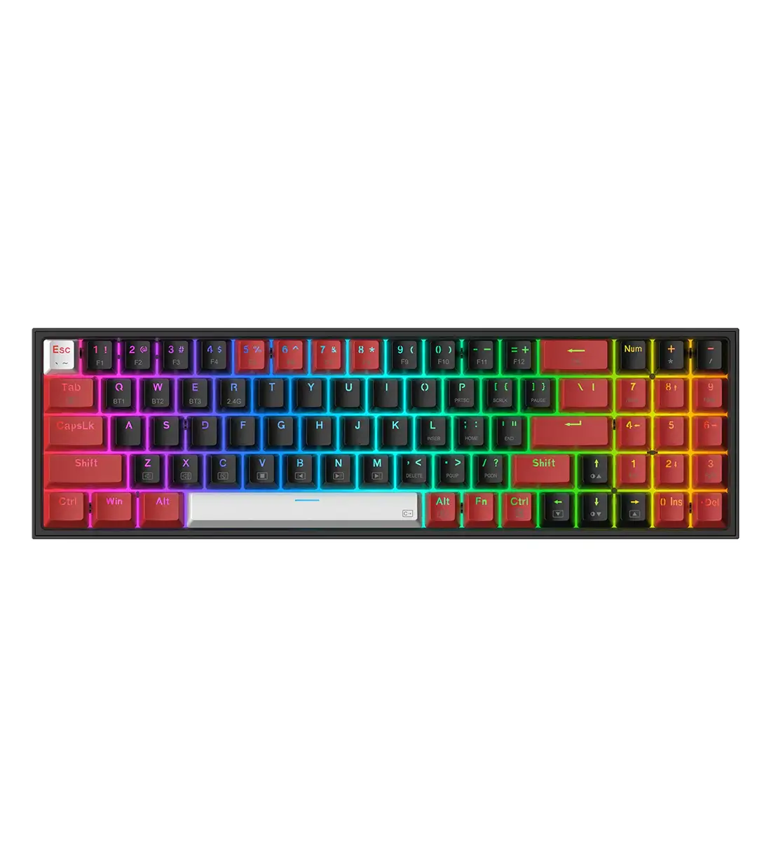 Pollux-K628-Pro1-1-1.webp کیبورد بی سیم مکانیکال گیمینگ ردراگون Pollux K628 Pro RGB - Image 1