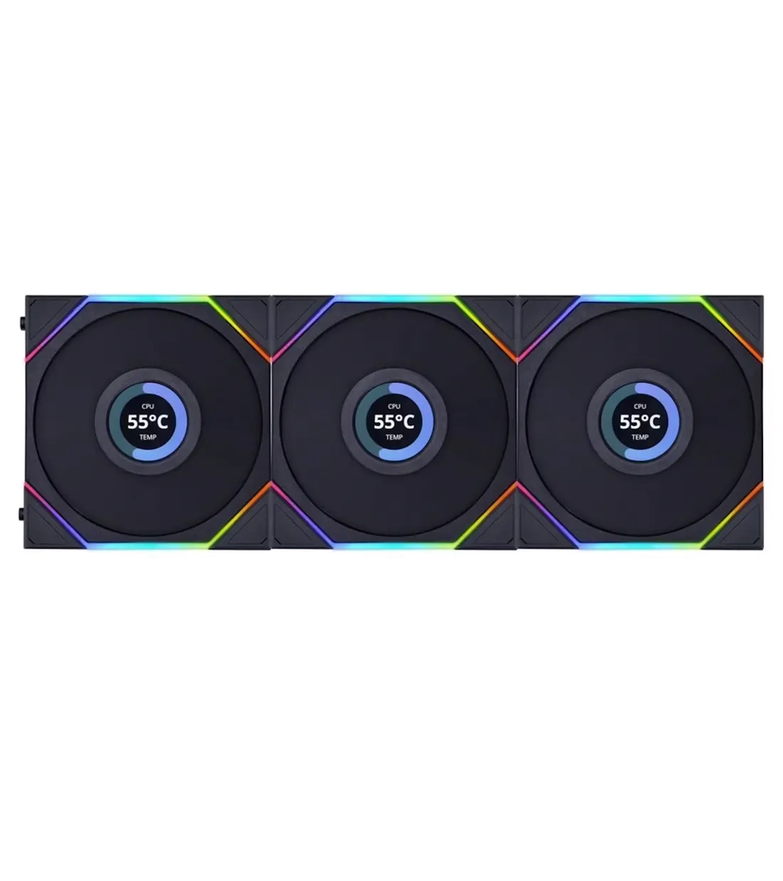 UNI-FAN-TL-LCD-Black-1-2.webp فن کیس لیان لی UNI FAN TL LCD Reverse Black بسته 3 عددی - Image 1